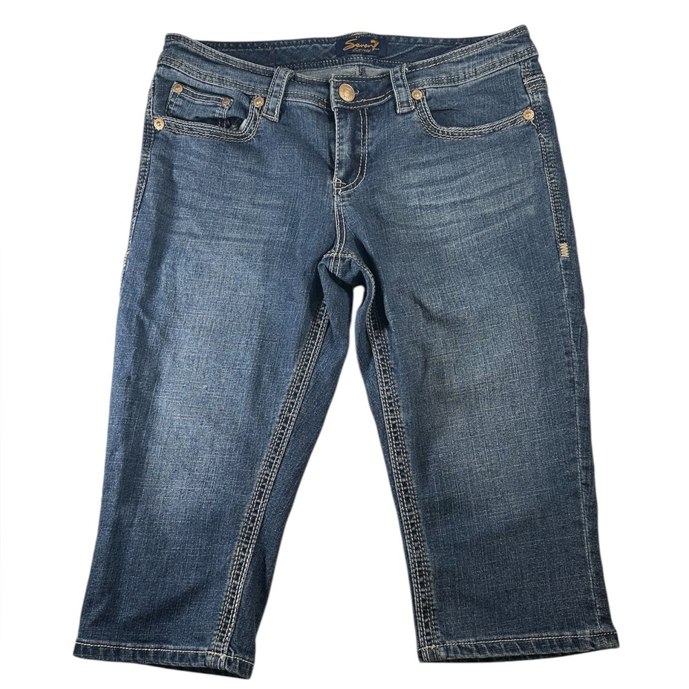 Seven7 Cropped Capri Jeans Dark Wash Stretch Denim Summer Y2K